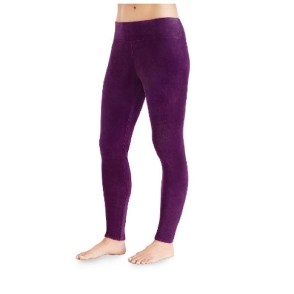 Cuddl Duds ribbed Double Plush Velour Legging eggplant XS New - Picture 2 of 9